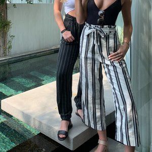 Wide-leg Cotton Pants Stripped